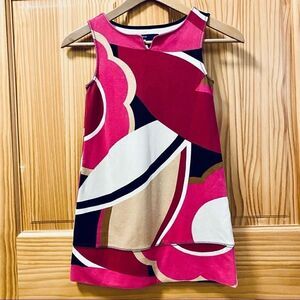 Gap pink swirl knit sleeveless retro mod dress S